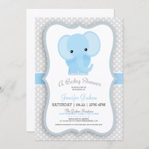 Invitación Baby Elephant (azul) Baby Shower