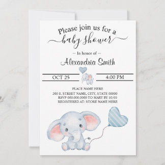 Invitación Baby Elephant Baby Shower