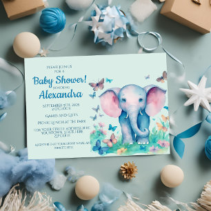Invitación Baby Elephant Boys Baby Shower