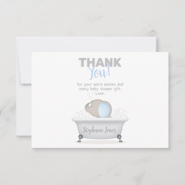 Invitación Baby Elephant Bubble Bath Boy Baby Shower (Anverso)