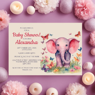 Invitación Baby Elephant Chica Baby Shower