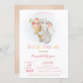 Invitación Baby Elephant Ice crema Polka Dots Baby Shower