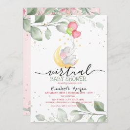 Invitación Baby Elephant Moon Globons Virtual Baby Shower