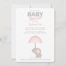 Invitación Baby Elephant Pink Baby Shower