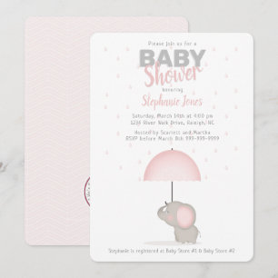 Invitación Baby Elephant Pink Baby Shower