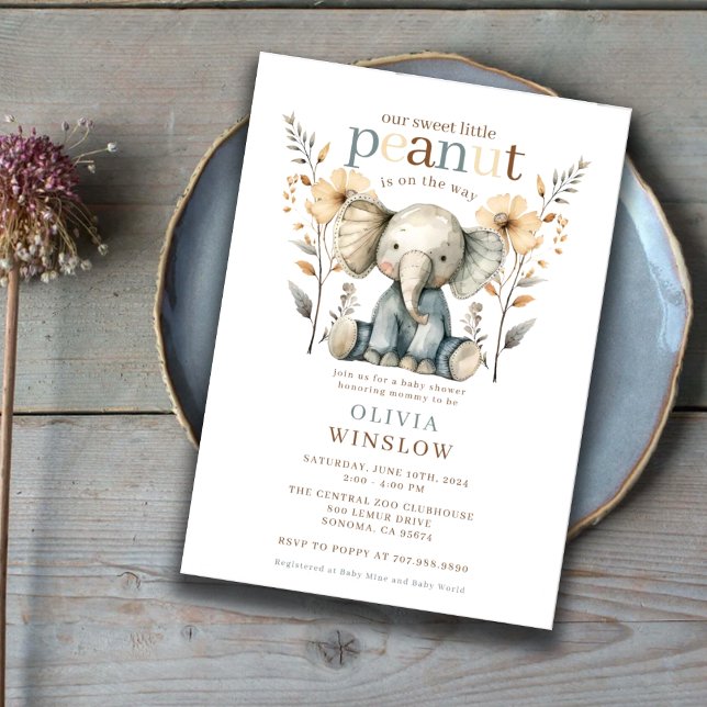 Invitación Baby Elephant Watercolor Blue Baby Shower (Subido por el creador)