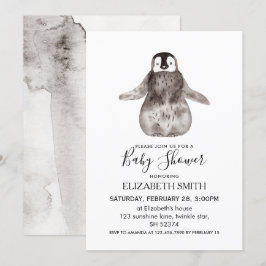 Invitación Baby Emperor Penguin Winter Baby Shower