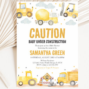 Invitación Baby en Construcción Fiesta de Bebé