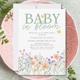 Invitación Baby en Flor Baby Shower de Flores Silvestres