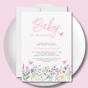 Invitación Baby en Flor Baby Shower de Flores Silvestres Mari