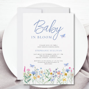 Invitación Baby en flor, Shower de bebé niño