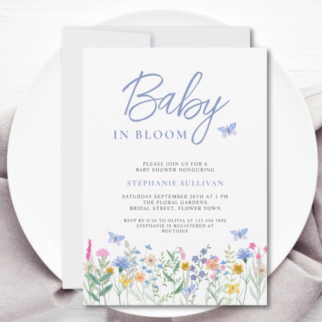 Invitación Baby en flor, Shower de bebé niño  (Subido por el creador)