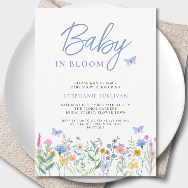 Invitación Baby en flor, Shower de bebé niño  (Subido por el creador)