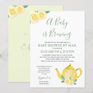 Invitación Baby está cociéndose Tetera Amarilla Baby Shower p