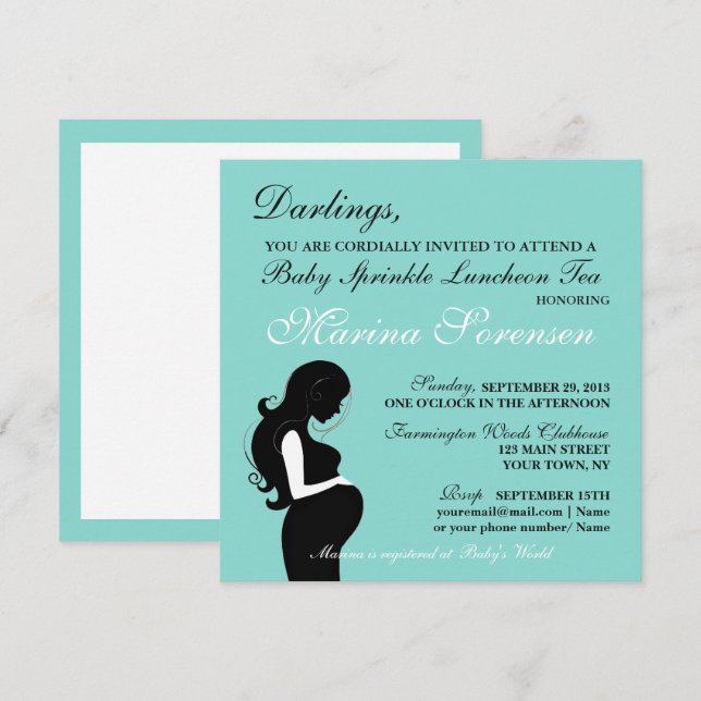 Invitación BABY & Family Sprinkle Shower Luncheon Tea Fiesta (Anverso / Reverso)