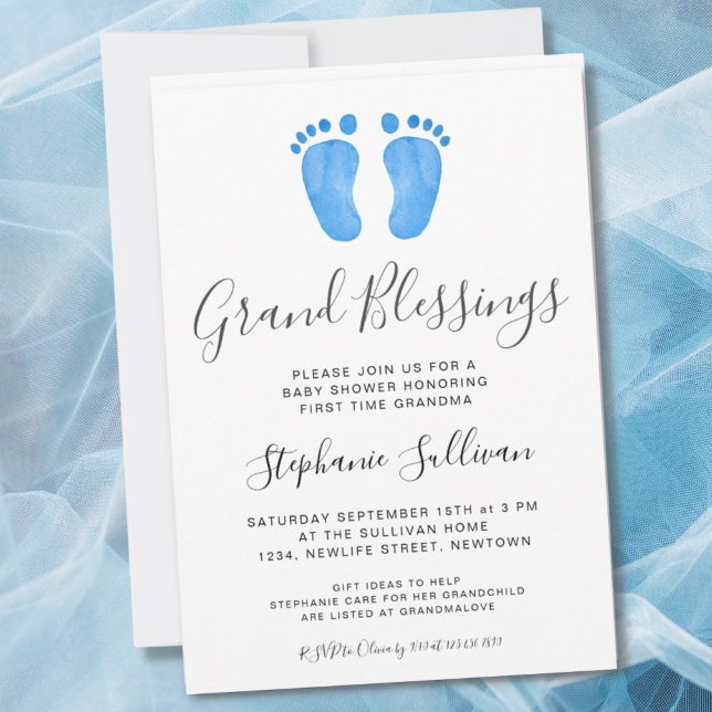 Invitación Baby Feet Blue Grandma Baby Shower (Subido por el creador)