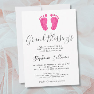 Invitación Baby Feet Pink Grandma Baby Shower