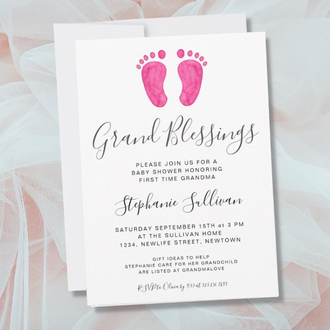 Invitación Baby Feet Pink Grandma Baby Shower (Subido por el creador)