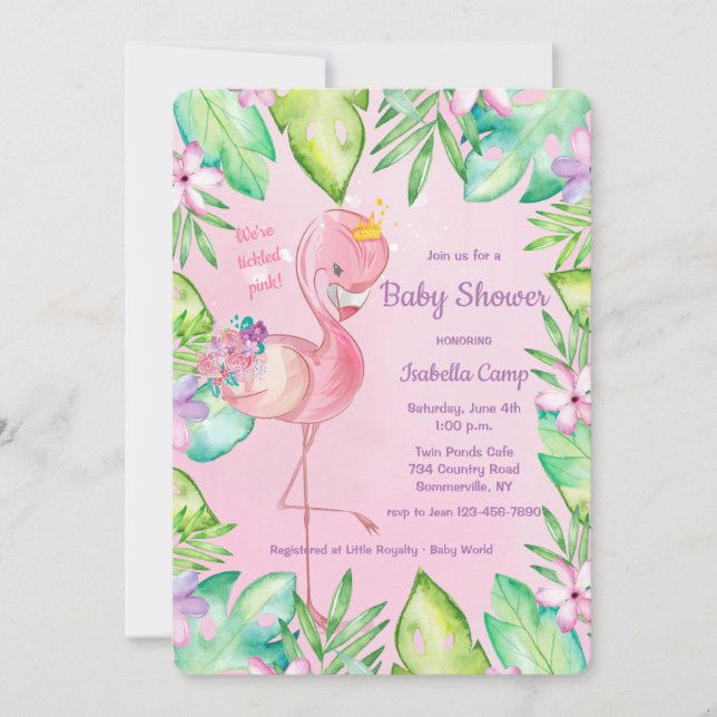Invitación Baby Flamingo Baby Shower (Anverso)
