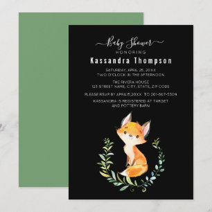 Invitación Baby Fox Floral Wreath Baby Shower