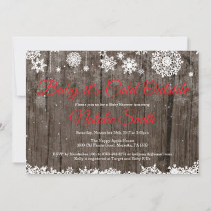 Invitación Baby Fuera Hace Frío Aforismo Rojo Cumpleaños de B