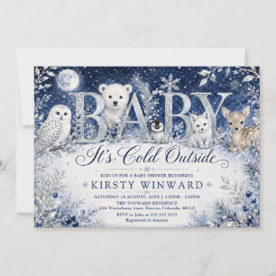 Invitación Baby Fuera Hace Frío Fiesta de Bebé de Invierno