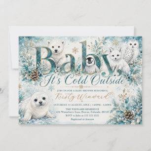 Invitación Baby Fuera Hace Frío Fiesta Prenatal de Invierno p