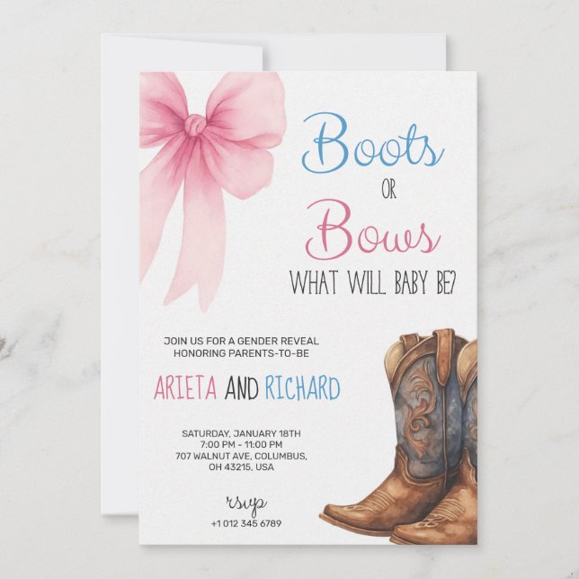 Invitación Baby gender reveal Invitation card  (Anverso)