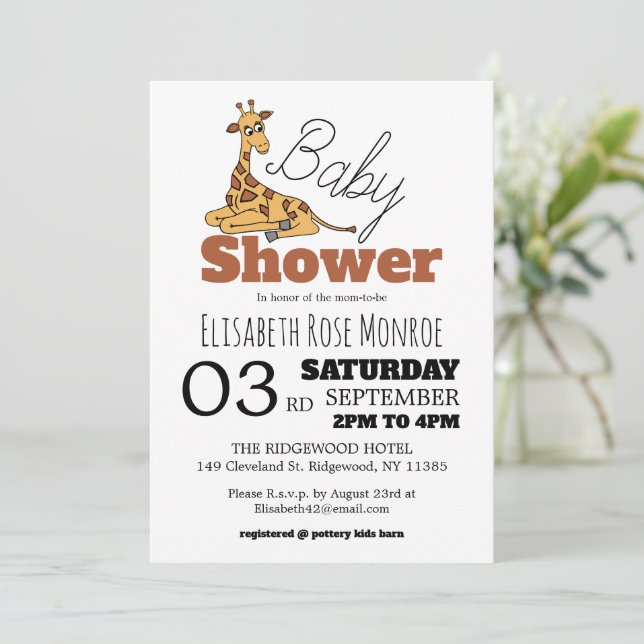 Invitación Baby Giraffe, Baby Shower (Anverso de pie)