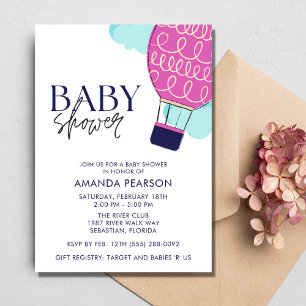 Invitación Baby Girl Air Balloon Baby Shower