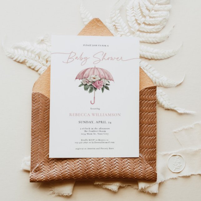 Invitación Baby Girl April Shower (April Baby Girl Shower Invite)