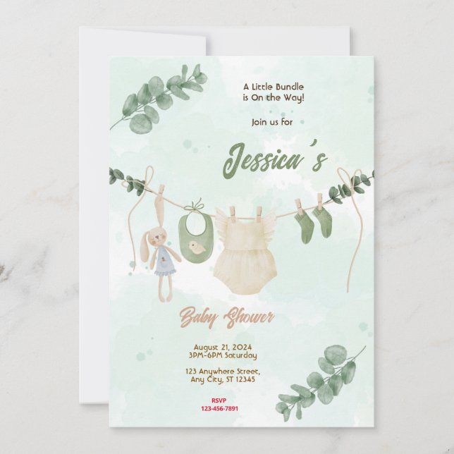 Invitación Baby Girl Baby Shower (Anverso)