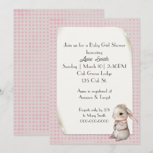 Invitación Baby Girl Boho Bunny Baby Shower