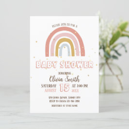 Invitación Baby Girl Boho Rainbow Baby Shower