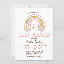 Invitación Baby Girl Boho Rainbow Baby Shower