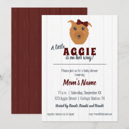 Invitación Baby Girl Dog Maroon Baby Shower