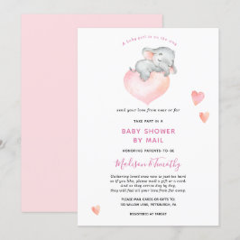 Invitación Baby Girl Elephant Baby Shower Por Correo
