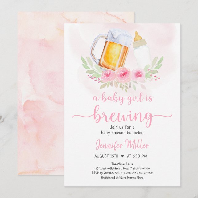 Invitación Baby Girl está preparando Rubor Floral Baby Shower (Anverso / Reverso)