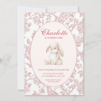 Invitación Baby Girl First Birthday Party Invitation 