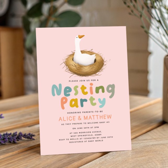 Invitación Baby Girl Goose Nesting Fiesta Baby Shower (Subido por el creador)