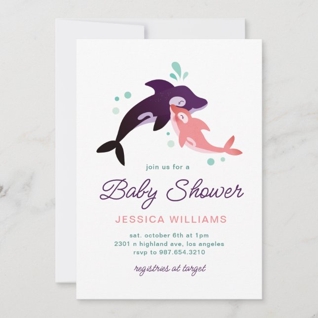 Invitación Baby Girl Orca (Anverso)