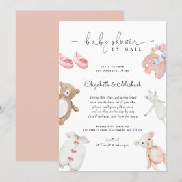 Invitación Baby Girl Pink Boho Watercolor Baby Shower Por Cor