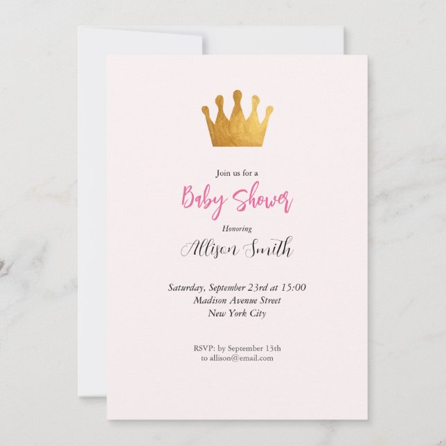Invitación Baby Girl Pink Fairy Castle Princess Baby Shower (Reverso)