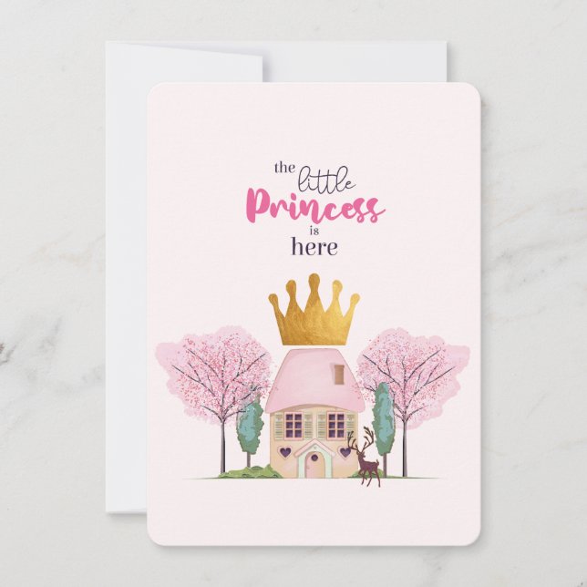 Invitación Baby Girl Pink Fairy Castle Princess Baby Shower (Anverso)