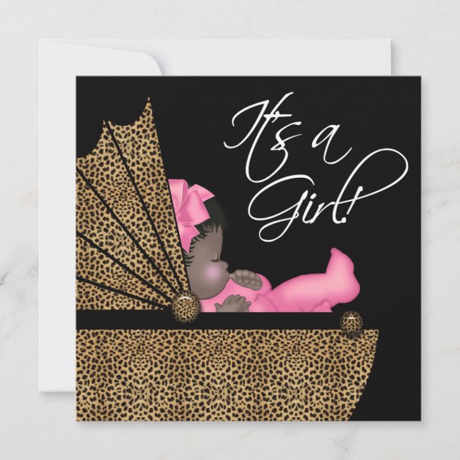 Invitación Baby Girl Pink Leopard Baby Shower (Anverso)