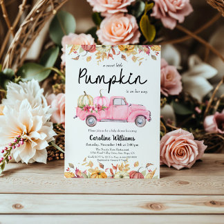 Invitación Baby Girl Pink Little Pumpkin Autumn Baby Shower