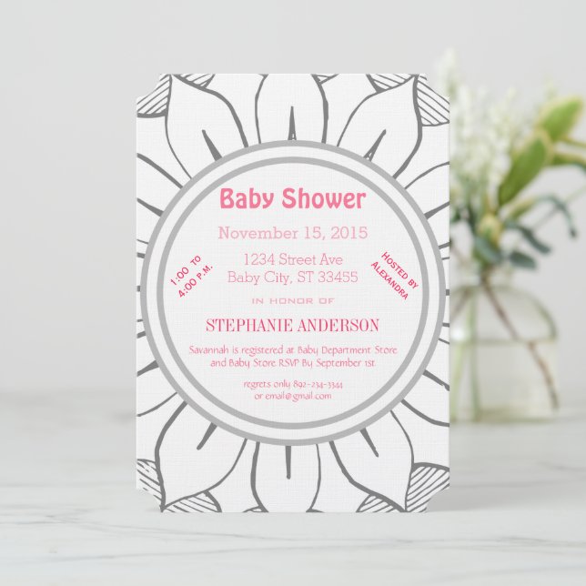 Invitación Baby Girl Pink Magenta Floral Baby Shower (Anverso de pie)