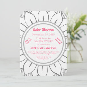 Invitación Baby Girl Pink Magenta Floral Baby Shower