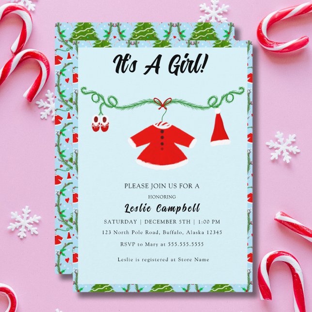 Invitación Baby Girl Santa Outfit Baby Shower (Subido por el creador)