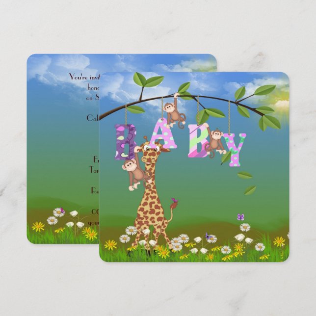 Invitación Baby Girl Shower (Anverso / Reverso)